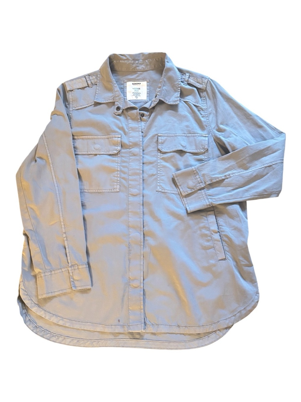 Sonoma Light Gray Utility Snap-Front Shirt Jacket Size L - like new
